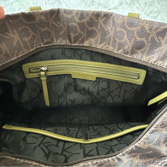 CALVIN KLEIN Nylon & Faux Leather Logo Structured Tote Bag - Picture 12 of 16